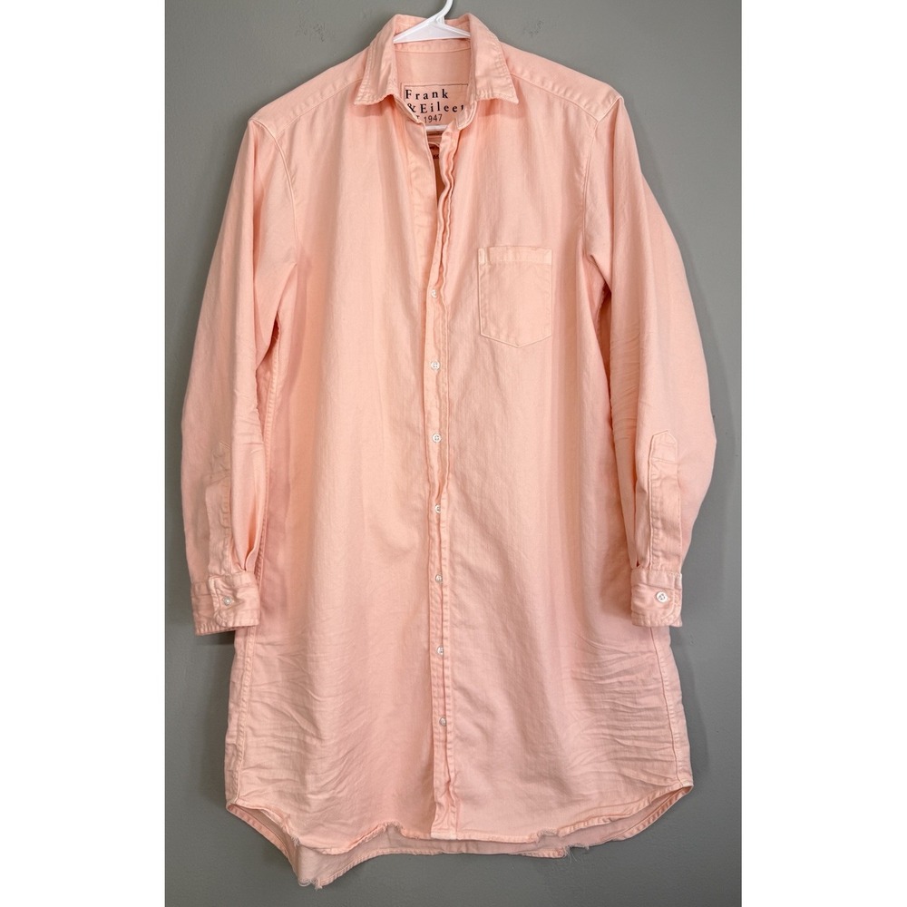 Frank & Eileen Pink Mary Shirt Dress Women's Small Custom Distressing & Wrinkles